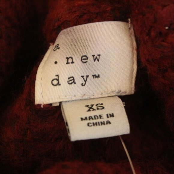 A New Day XS Burgundy  Turtleneck Cable Stitch Sweater - Picture 4 of 16